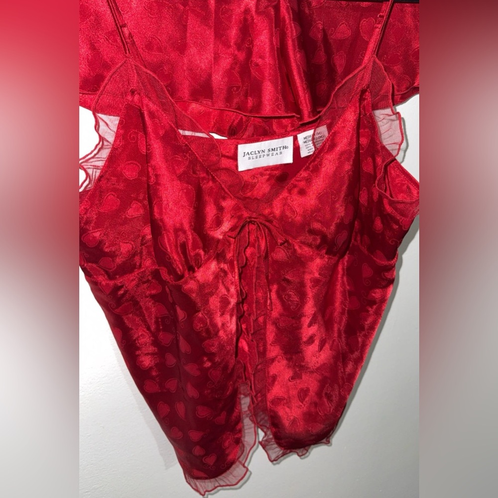 Retro Red Silk Lingerie Set